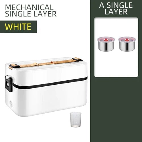  Showlu Fashion Store White Single Layer Portable Electric Heating Bento Lunch Box Meals Office School Restaurant Thermal Fresh Boxes Dinnerware Food Storage Container