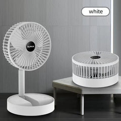  Showlu Fashion Store WHITE Stand Fan, 6 Inch Folding Portable Telescopic Floor/USB  with  Rechargeable Battery,3 Speeds Super Quiet Adjustable Height