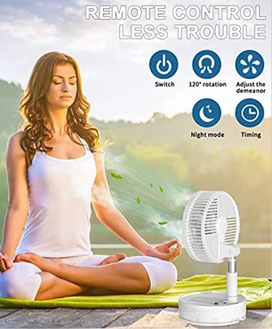  Showlu Fashion Store WHITE Stand Fan, 6 Inch Folding Portable Telescopic Floor/USB  with  Rechargeable Battery,3 Speeds Super Quiet Adjustable Height