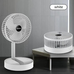 SHOWLU FASHION STORE WHITE Stand Fan 6 Inch Folding Portable Telescopic Floor/USB with Rechargeable Battery 3 Speeds Super Quiet Adjustable Height