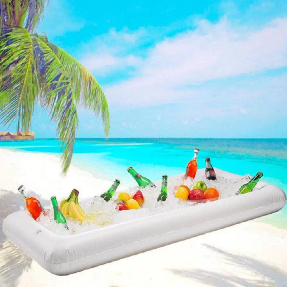  Showlu Fashion Store WHITE Swimming Pool Beer Table Drinking Cooler Table Bar Tray Drifting PVC Outdoor Indoor Inflatable Ice Serving Buffet Bar