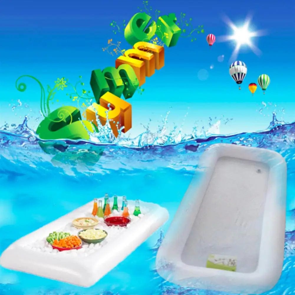  Showlu Fashion Store WHITE Swimming Pool Beer Table Drinking Cooler Table Bar Tray Drifting PVC Outdoor Indoor Inflatable Ice Serving Buffet Bar