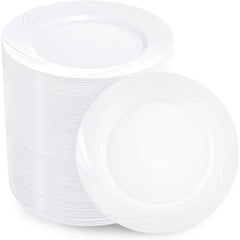 Showlu Fashion Store White / United States 350PCS Pink and Gold Plastic Plates - Pink Disposable Plastic Dinnerware Set for 50 Guests Include 50 Dinner Plates