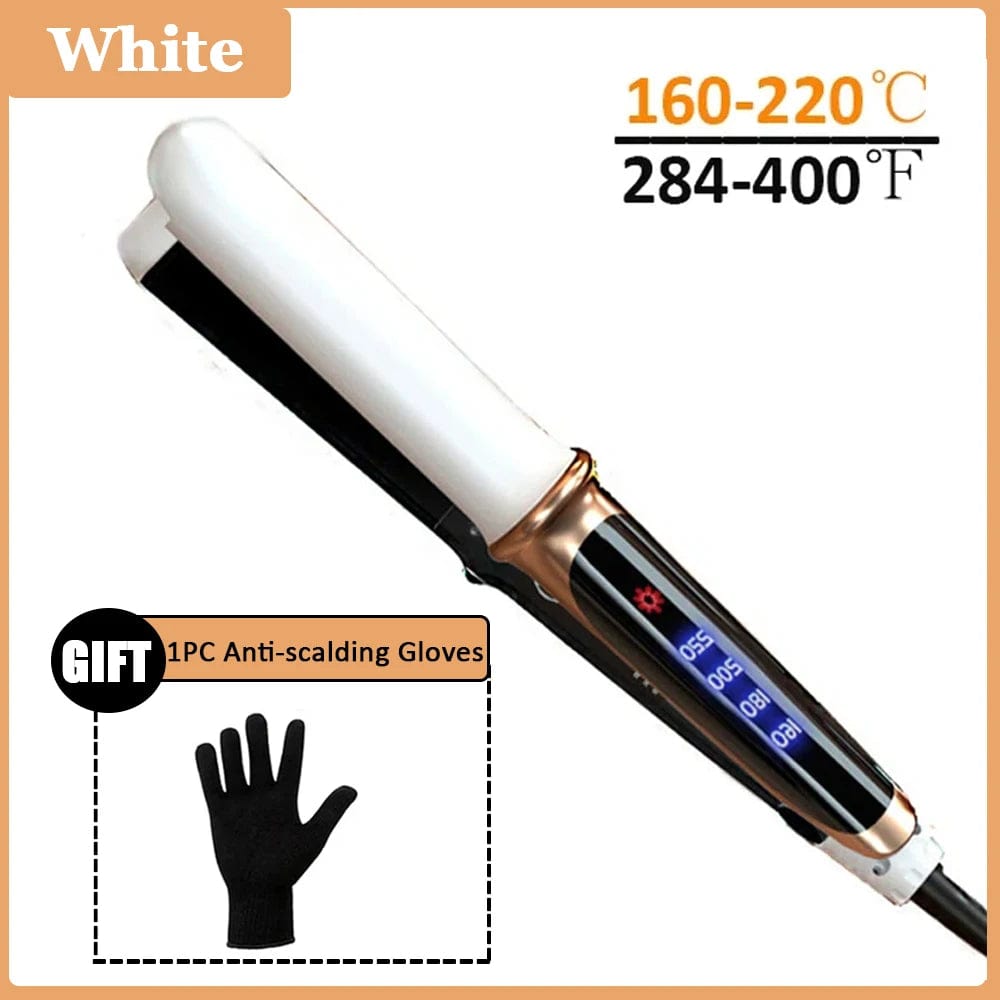  Showlu Fashion Store White / us Professional Beauty Hair Tools Hair Straightener Curler Flat Iron Negative Ion Infrared LED Display Hair Straighten Curling Iron