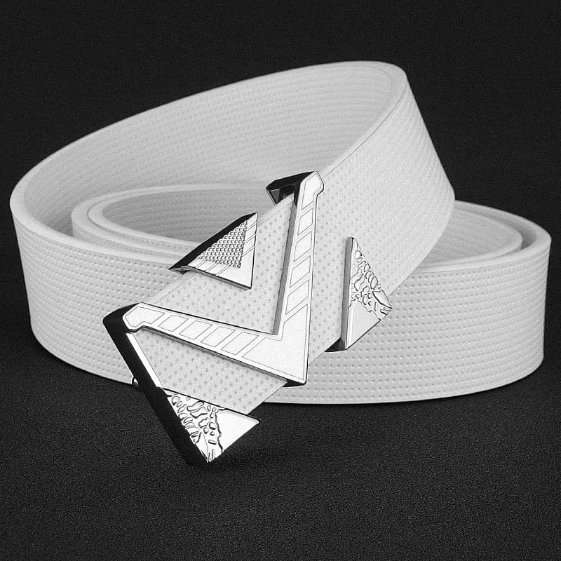  Showlu Fashion Store White White buckle / 105CM High Quality V letter buckle golden buckle belt men fashion Personality buckle luxury strap genuine leather white ceinture homme