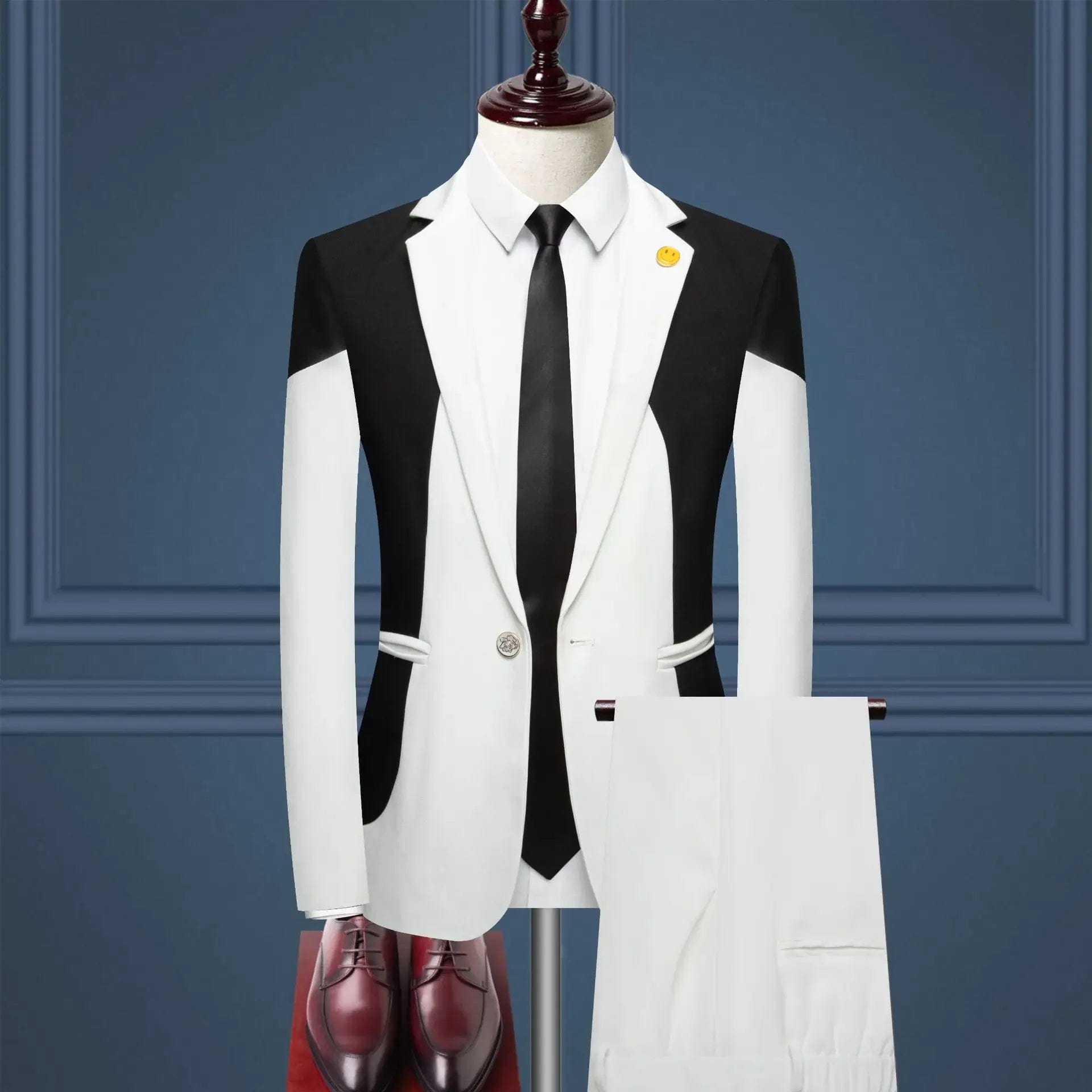 SHOWLU FASHION STORE WHITE / XL (EUR S) Suit (Blazer+ Pants) Men's Fashion Business Gentleman's Professional Fit Matching Color Outdoor Formal Wedding Casual Suit