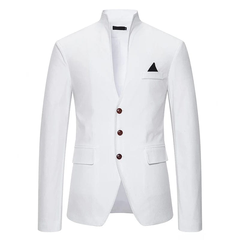 SHOWLU FASHION STORE WHITE / XXL Blazer Men's Fashion Gentleman Solid Color Comfortable Business Color Matching with Standing Collar Wedding Casual Slim Suit