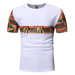  Showlu Fashion Store WHITE / XXL White Patchwork African Dashiki T Shirt