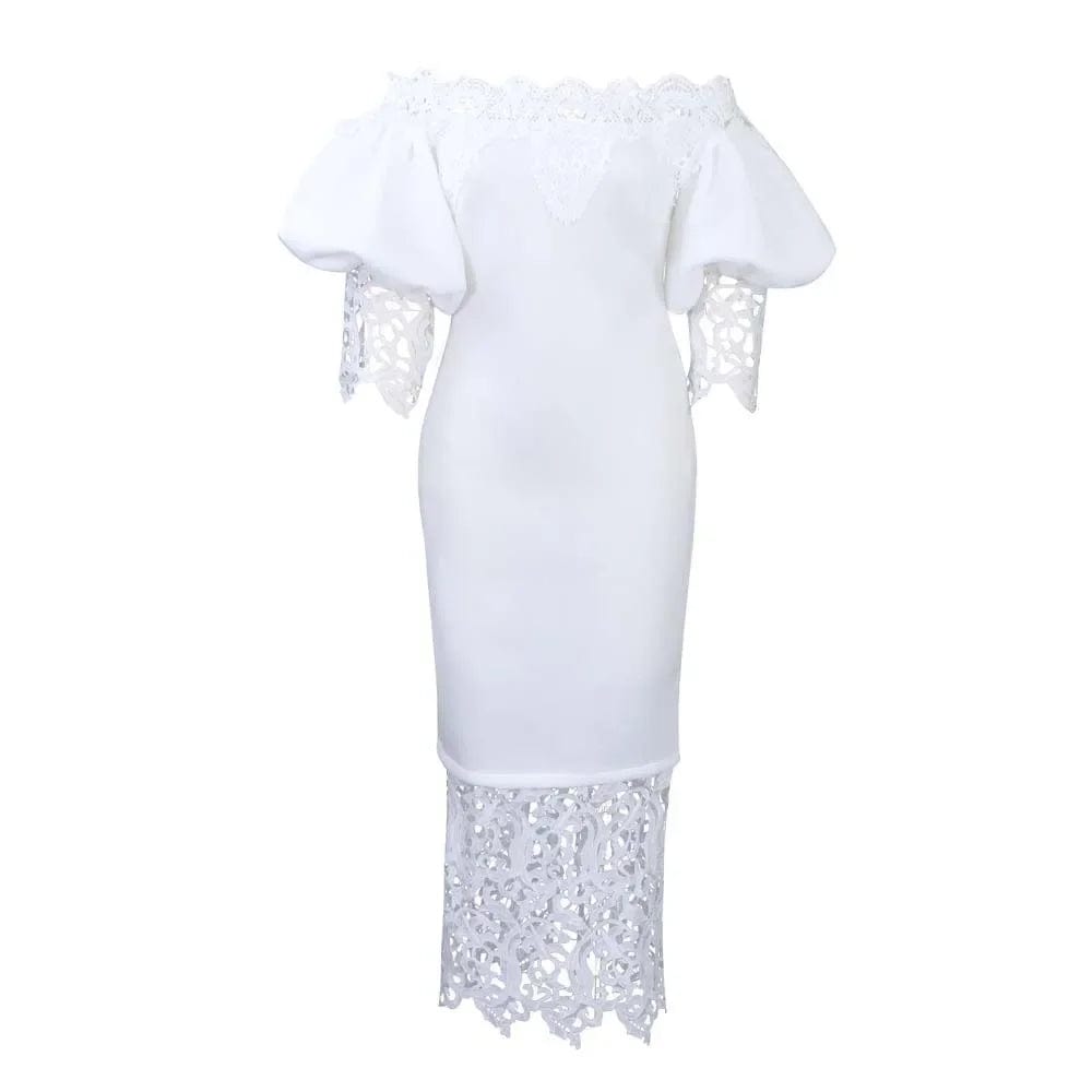 SHOWLU FASHION STORE WHITE / XXXL 2023 Summer African Dresses for Women Club Outfits Dashiki Ankara Evening Party Robe Femme Lace Bodycon Dress Africa Clothing