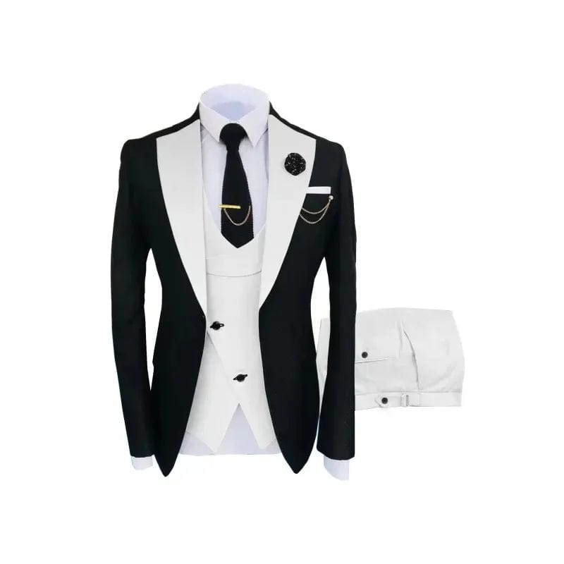 SHOWLU FASHION STORE WHITE / XXXL / Pack of 1 | CHINA Navy Costume Homme Groom Tuxedos Men Suits Peaked Lapel Wedding Prom Terno Masculino Slim Fit Blazer 3 Pcs Classic Men Suits