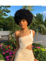 SHOWLU FASHION STORE Wig Afro Black African Fluffy Short Small Roll Full Top Wig Light Sister Ice Spice Same Style