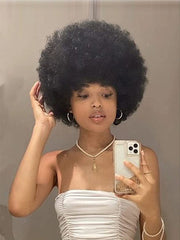 SHOWLU FASHION STORE Wig Afro Black African Fluffy Short Small Roll Full Top Wig Light Sister Ice Spice Same Style