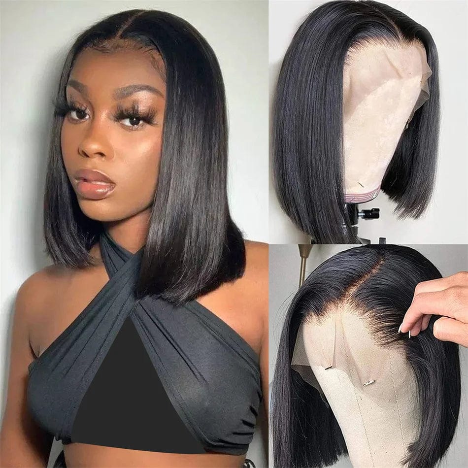 SHOWLU FASHION STORE Wiggogo Short Bob Wigs Straight Frontal Wig Hd Lace Wig 4X4 Closure Wigs 13X4 Lace Front Human Hair Wig Hd Lace Frontal Wig