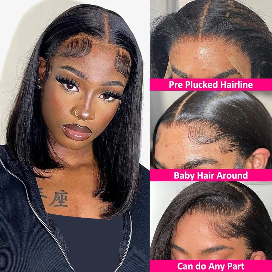 SHOWLU FASHION STORE Wiggogo Short Bob Wigs Straight Frontal Wig Hd Lace Wig 4X4 Closure Wigs 13X4 Lace Front Human Hair Wig Hd Lace Frontal Wig