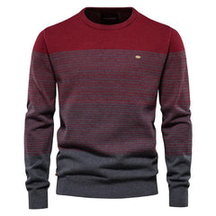 Showlu Fashion Store wine / CN Size XXXL 88-95kg AIOPESON Brand Cotton Sweater Men Fashion Casual O-Neck Spliced Pullovers Knitted Sweater Male New Winter Warm Mens Sweaters