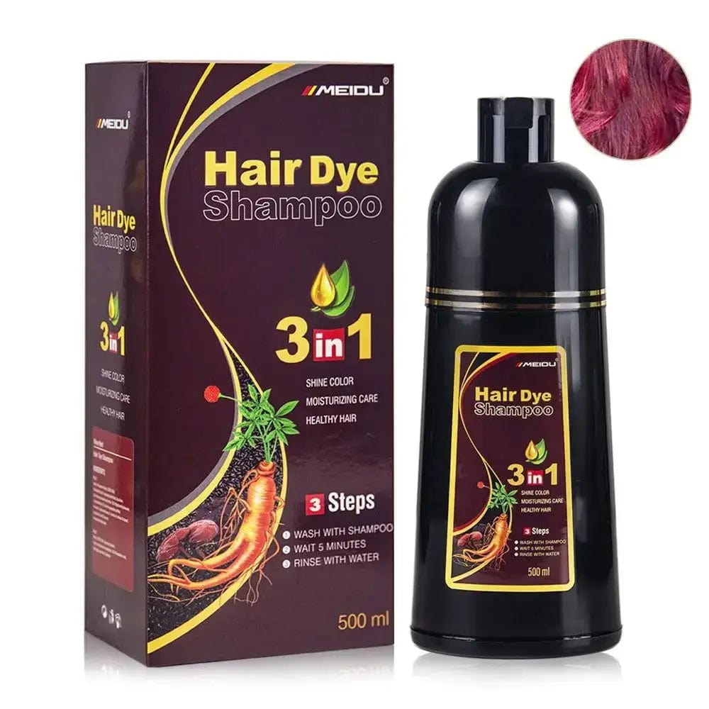 Showlu Fashion Store Wine red 3 In 1 Instant Coloring Shampoo Natural Black Color for Men Women Hair Dye Herbal Brown Purple Hair Dye Hair Dye Shampoo New