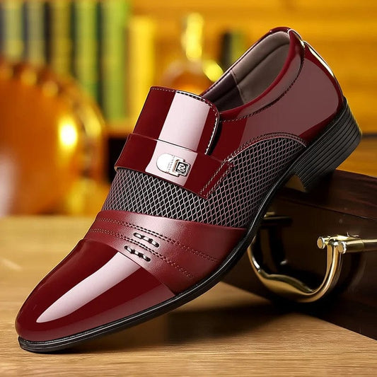 Showlu Fashion Store Wine Red / 38 Classic Business Dress Men Shoes Formal Slip On Dress Shoes Mens Oxfords Footwear Elegent Leather Shoes For Men Loafers Wine Red