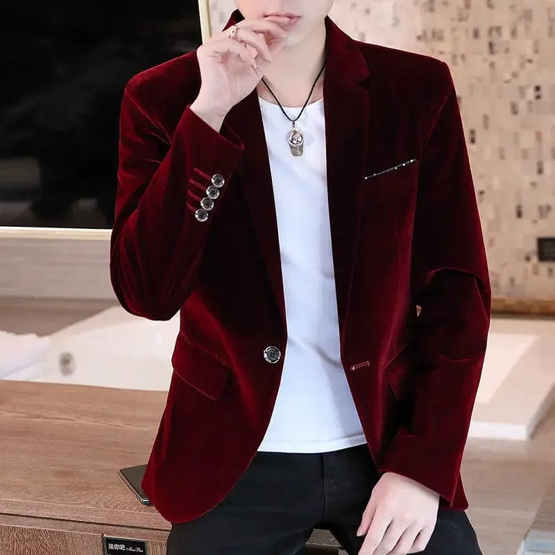 SHOWLU FASHION STORE Wine Red Blazer / 3XL Business Male Blazer Short Coat Men's Suit Jackets Cropped Dress Blue Clothing New in Casual Fashion 2024 High Quality Original