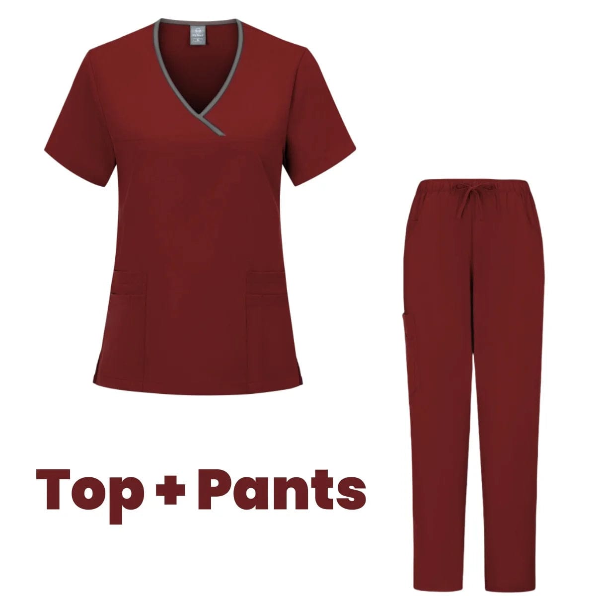 SHOWLU FASHION STORE Wine red / L Workwear Beauty Clothes Split Suit Short Sleeve Pocket Surgical Uniform Pet Dentist Nurse Uniforms Men Medical Scrub Set