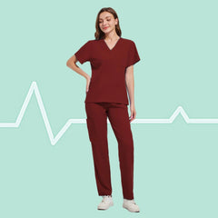 SHOWLU FASHION STORE Wine red / XXL High Quality Uniforme Medical Nurse Uniform Scrub Set Women and Men's Modern V-Neck Top and Pant Hospital Workwear Doctor Suits