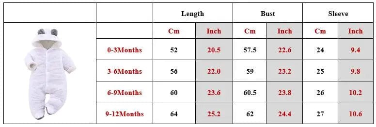  Showlu Fashion Store Winter Baby Girl Romper Newborn Infant Jumpsuit Clothes Ear Hooded Long Sleeve Footies Kid Boy Overalls Thicken Children A769