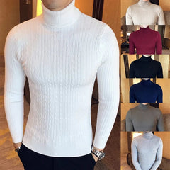 SHOWLU FASHION STORE Winter High Neck Thick Warm Sweater Men Turtleneck Brand Mens Sweaters Slim Fit Pullover Men Knitwear Male Double Collar