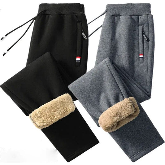 Showlu Fashion Store Winter Lambswool Warm Casual Pants Men's Fitness Jogging Sweatpants Male Solid Drawstring Bottoms Fleece Straight Trousers M-5Xl