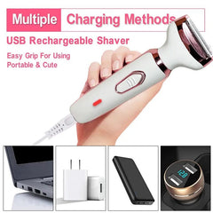 SHOWLU FASHION STORE WITH BOX 4 in 1 Electric Razor for Women Shaver Lady Shaver Body Hair Trimmer for Armpit Bikini Arm Leg Face Mustache Portable Painless