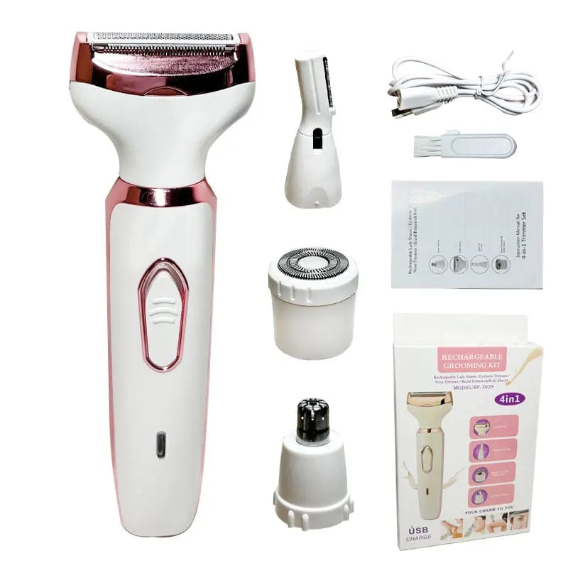 SHOWLU FASHION STORE WITH BOX 4 in 1 Electric Razor for Women Shaver Lady Shaver Body Hair Trimmer for Armpit Bikini Arm Leg Face Mustache Portable Painless