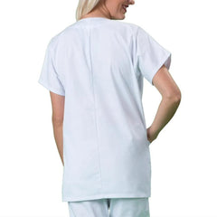  Showlu Fashion Store Women Men Medical Dress Hospital Lab Coat Workwear Tops Uniform Collarless Short Sleeve Unisex Nurse Doctor Outfit Costume Coats