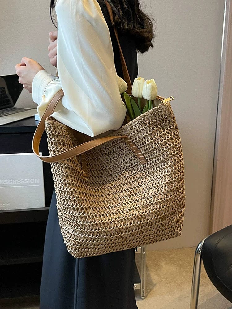  Showlu Fashion Store Women's Bag Spring and Summer Simplicity All-Match Super Hot Straw Woven Bag