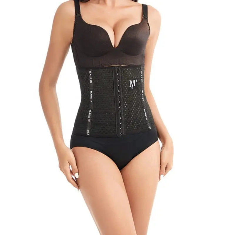 Showlu Women's Waist Trainer Corset and Mesh Body Shaper for weight loss, with hourglass shaping and waist cincher design.