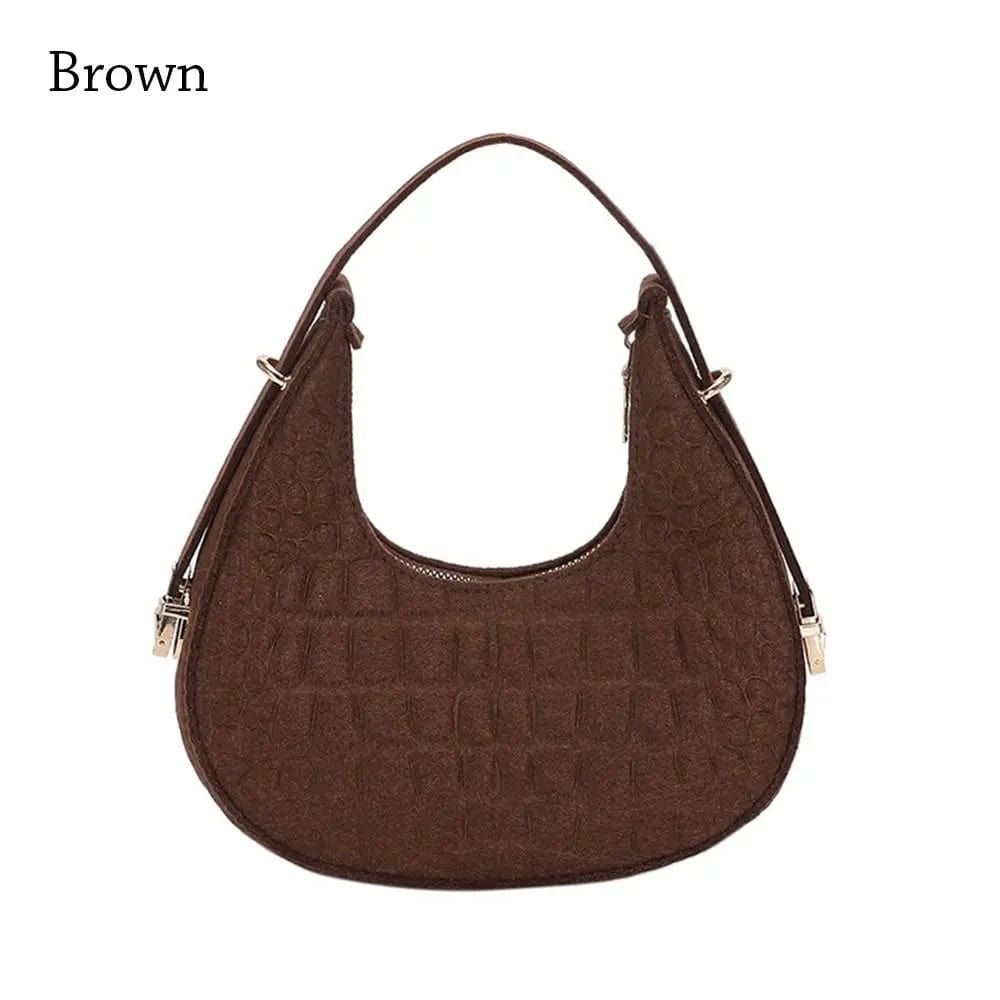 SHOWLU FASHION STORE Women's Crocodile Grain Underarm Bags Felt Fashion Shoulder Bag Cute Simple Handbags Female Purses