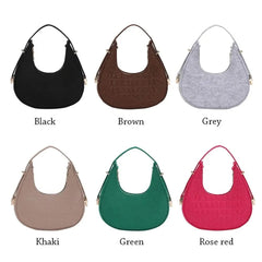 SHOWLU FASHION STORE Women's Crocodile Grain Underarm Bags Felt Fashion Shoulder Bag Cute Simple Handbags Female Purses