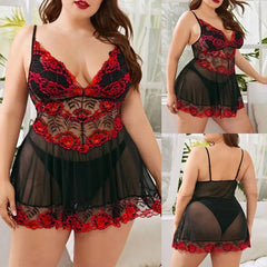  Showlu Fashion Store Women Sexy Lace Stitching Sheer Suspender Pajama Sexy Costume Lace Deep V Porn Nightdress Temptation Dress Sex Ladies Pajama