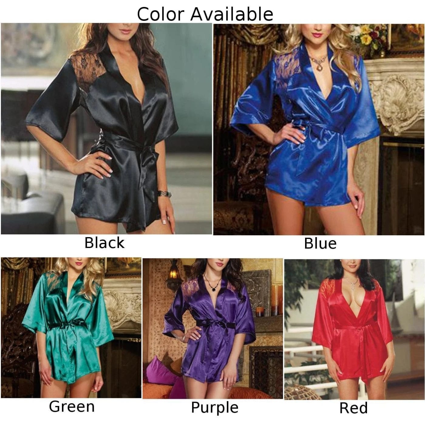 SHOWLU FASHION STORE Women Sexy Smooth Silk Satin Robe Wedding Dressing Gown Bathrobes Sleepwear Back Lace Breathable Nightwear Erotic Lingerie