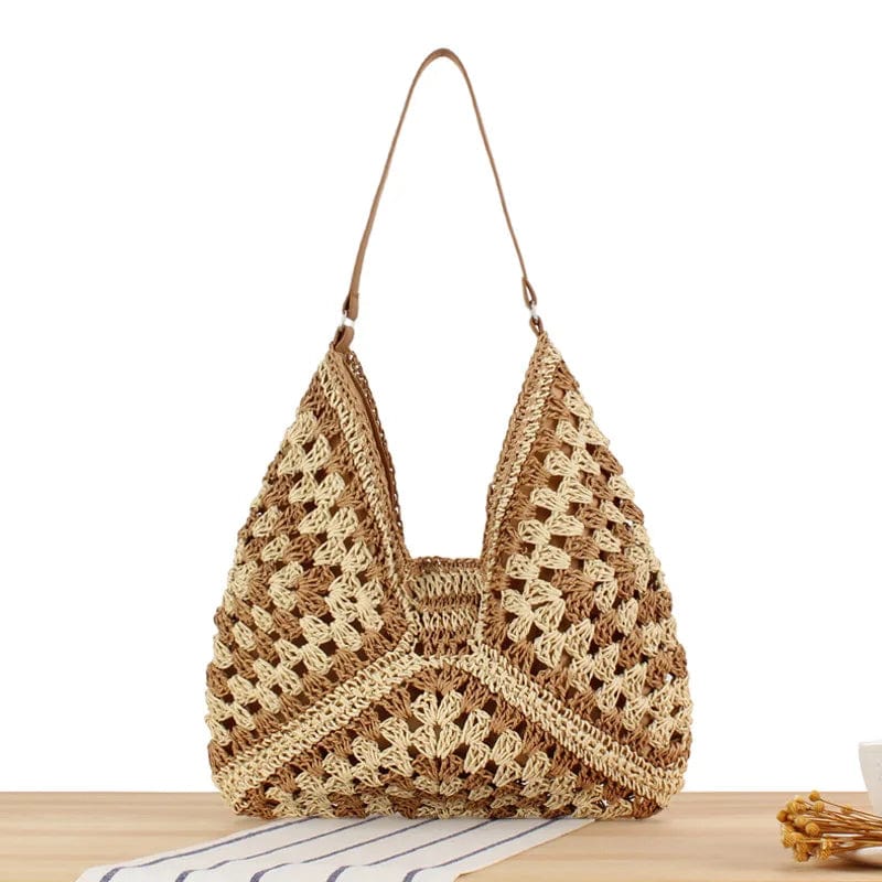  Showlu Fashion Store Women Straw Tote Bag Large Capacity Vintage Vacation Shoulder Bag Everything Casual Handbag Designer Hollow Summer Beach Bag