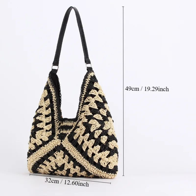  Showlu Fashion Store Women Straw Tote Bag Large Capacity Vintage Vacation Shoulder Bag Everything Casual Handbag Designer Hollow Summer Beach Bag