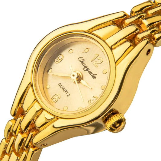 Showlu Fashion Store Women Watch Fashion Casual Gold Stainless Steel Bracelet Watch Small analog Dial Female Wristwatch Hour Clock elegant Relojes