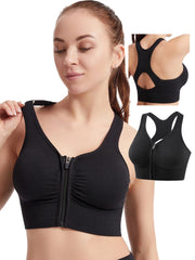 SHOWLU FASHION STORE Women Zip Sports Bra Tank Plus Size Shockproof Gather Brassiere Female Yoga Running Fitness Bralette Women's Lingerie Underwear