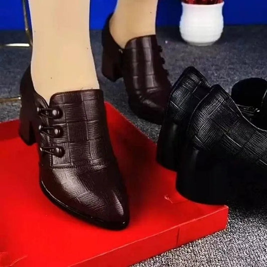  Showlu Fashion Store Womens shoes autumn 2023 new soft leather fashion embossed double breasted platform women shoes mothers shoes low upper shoes