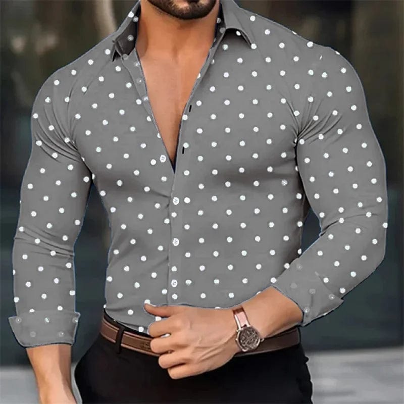 SHOWLU FASHION STORE wsx2969 / 5XL Men's shirt classic shirt 3D HD printing spots pattern long -sleeved shirt installed Hawaiian shirt super 6xl soft fabric