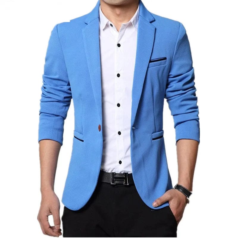 SHOWLU FASHION STORE X1419 Blue / 4XL (Asian Size) 2024 Men Slim fit New Fashion Blazer Suit Jacket Black Blue Red Plus size L to 5XL Male Blazers Mens Coat Wedding Dress