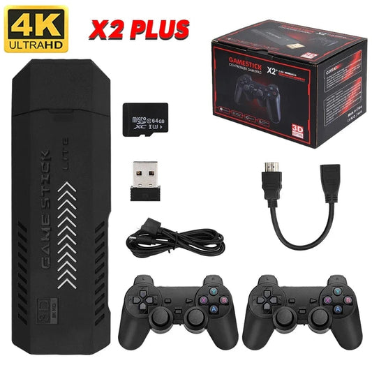  Showlu Fashion Store X2 Plus 256G 50000 Games GD10 Pro 4K Game Stick 3D HD Retro Video Game Console Wireless Controller TV 50 Emulator For PS1/N64/DC