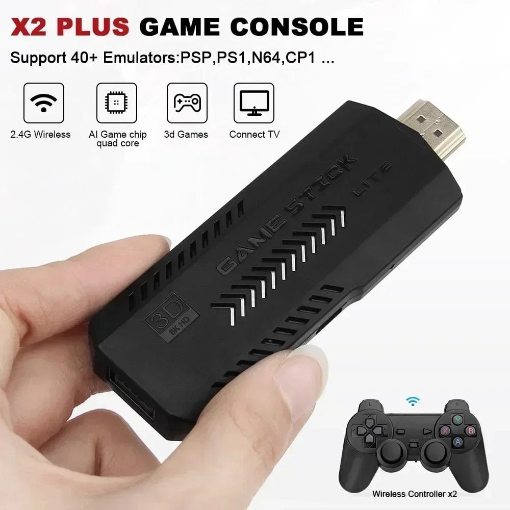  Showlu Fashion Store X2 Plus 256G 50000 Games GD10 Pro 4K Game Stick 3D HD Retro Video Game Console Wireless Controller TV 50 Emulator For PS1/N64/DC