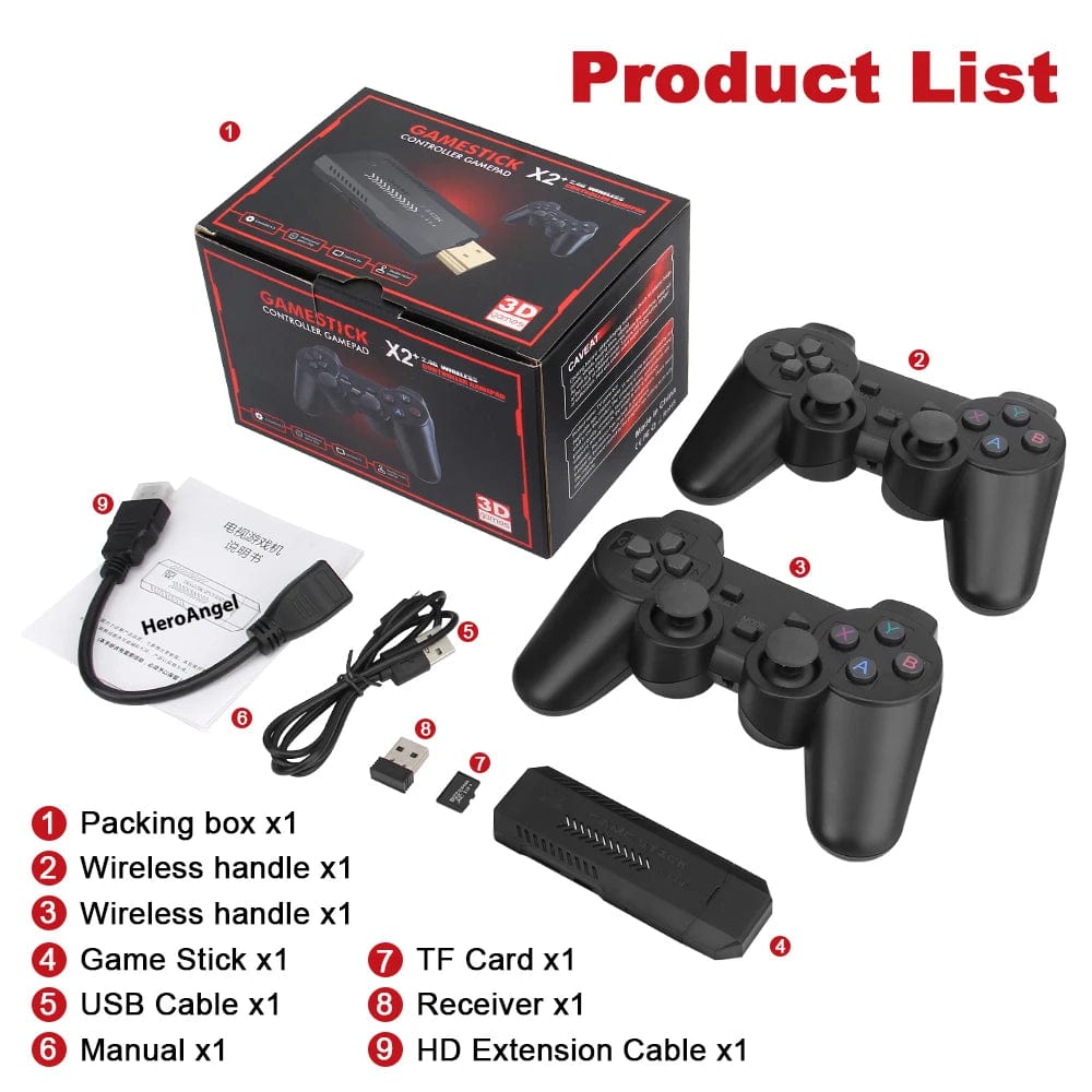  Showlu Fashion Store X2 Plus Gamestick 3D Retro Video Game Console 2.4G Wireless Controllers HD 4.3 System 40000 Games 40 Emulators for SEGA/PSP/PS1