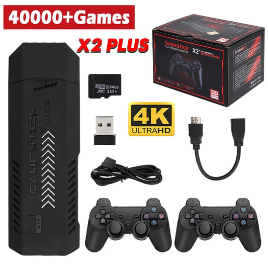  Showlu Fashion Store X2 Plus Gamestick 3D Retro Video Game Console 2.4G Wireless Controllers HD 4.3 System 40000 Games 40 Emulators for SEGA/PSP/PS1