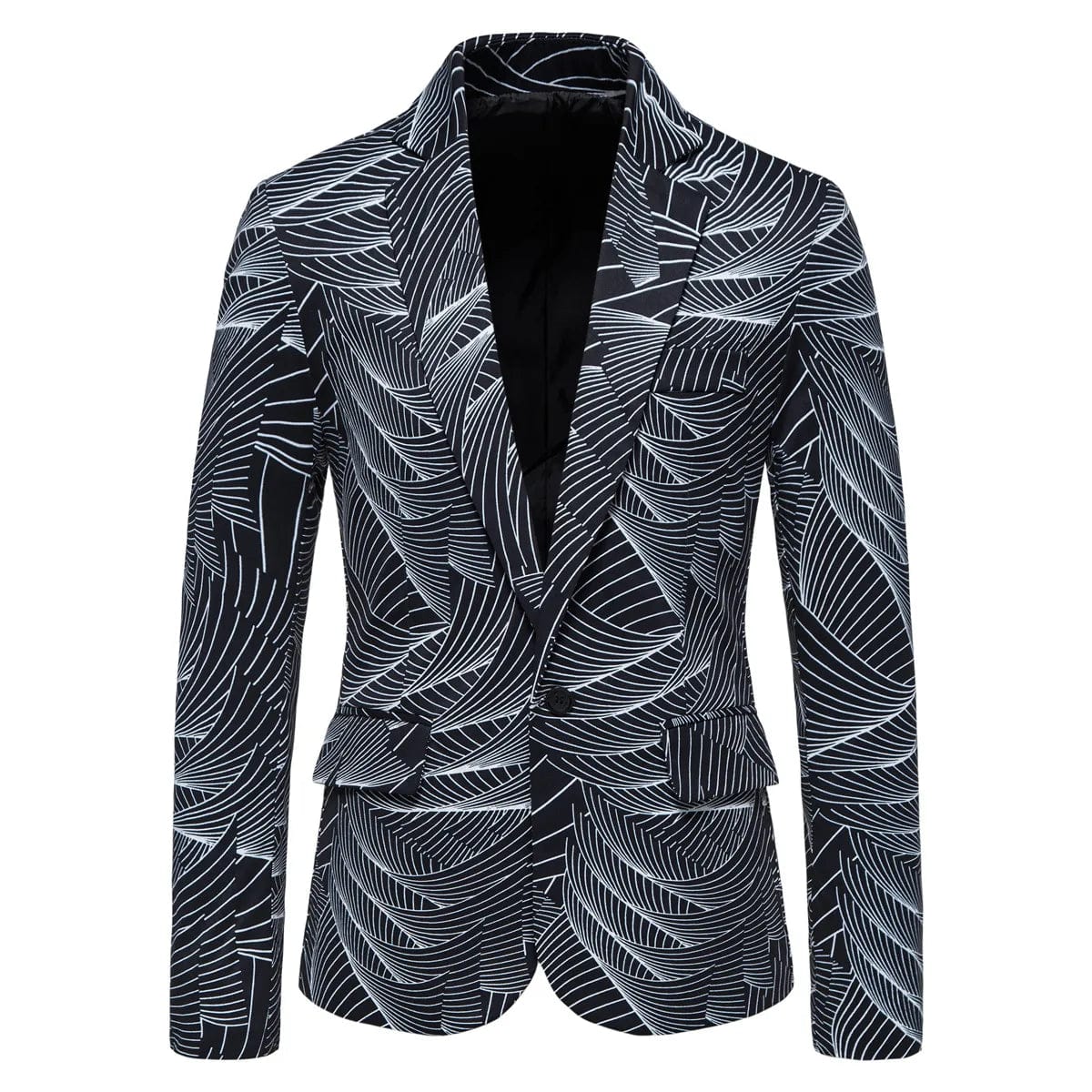  Showlu Fashion Store X952-black / Eu Size S New Men's Fashion Printed Blazer Business Casual Blazer Classic Party Suit Jackets