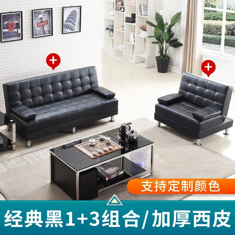 SHOWLU FASHION STORE Xipi combination 1 Office sofa bed folding dual-purpose reclining office small apartment guest sofa black