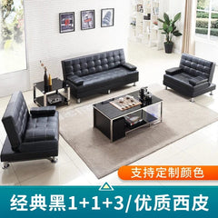 SHOWLU FASHION STORE Xipi combination Office sofa bed folding dual-purpose reclining office small apartment guest sofa black